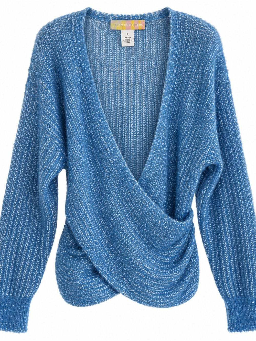 Urban Outfitters Fuzzy Wrap Sweater Blue Cotton Blend Size S